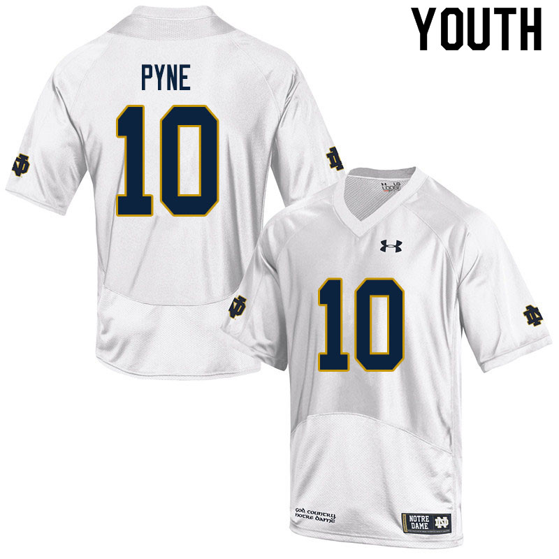 Youth NCAA Notre Dame Fighting Irish #10 Drew Pyne Stitched College Under Armour Authentic White Football Jersey TZ10W44MT